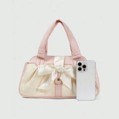 Cyflymder Japanese Style Sweet Cute Bow Handbag Women Simple Gentle Shoulder Bag Ladies Leather Delicate Fashion Pleated Underarm Bag 2025