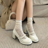 Cyflymder Women Shoes 2025 Spring Pumps Summer High Heels Mary Jane Sandals Ladies Latest Sweet Lolita Beige Bow African New Brief