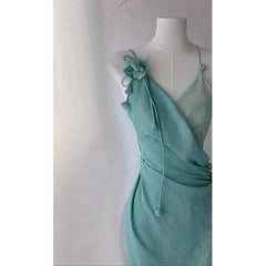 Cyflymder Green Camisole Waist-cinching Sexy Dress Summer New Fashion Long Dress Women