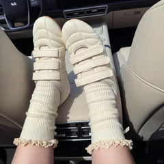 Cyflymder Brand Designer Comfy Walking Cream Flat Sneakers Fashion Leisure Silver Casual Shoes Women Flats Chic Black Hook&Loop Mary Janes