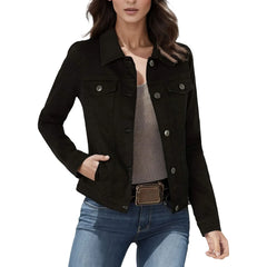 Cyflymder Women Denim Jackets Washed Distressed Vintage Slim Fit Bomber Jackets Boyfriend Button Down Lapel Casual Cropped Jean Coats