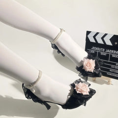 Cyflymder elegant women's shoes black pink rose heels for woman Lolita cosplay y2k accessories french style bridal wedding heels