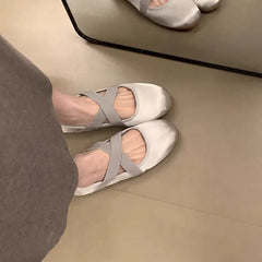 Cyflymder New Fashion Cloth Women Flats Shallow Slip on Ladies Casual Ballet Shoes Soft Leather Eelgant Square Toes Dress Shoes 2357
