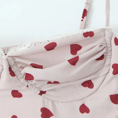 Cyflymder Women Ruched Wire Bra Spliced Lace V Collar Push Up Bandage Backless Sling Dress Sexy Heart Print Night Out Party Midi Long Robe