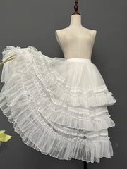 Cyflymder Gorgeous Lolita Dress Light Flower Wedding JSK Skirt Lining Heavy Industry Lace Cake Fluffy Mesh Cover Up Skirt
