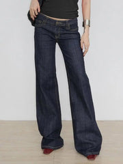 Cyflymder Women's Slim Fit Flared Jeans Y2K Vintage Low Rise Stretch Denim Pants with Embroidery Distressed Style for Everyday Outfits