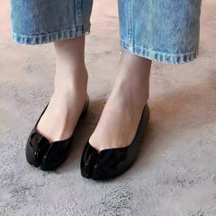 Cyflymder Loafers Tabi Single Flats Patent Leather Mary Jane Wedges Shoes Women Sneakers Shallow Mouth Split Toe Ballet Trainers Summer