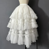 Cyflymder Gorgeous Lolita Dress Light Flower Wedding JSK Skirt Lining Heavy Industry Lace Cake Fluffy Mesh Cover Up Skirt