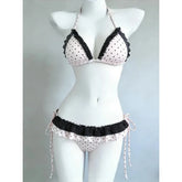 Cyflymder Sweet Women High Waist Bikini Set New Trendy Polka Dot Print Split Swimwear Chic Beach Vacation Party Triangle Bathing Suit