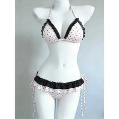 Cyflymder Sweet Women High Waist Bikini Set New Trendy Polka Dot Print Split Swimwear Chic Beach Vacation Party Triangle Bathing Suit