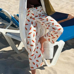 Cyflymder New Personalized Lobster Printing Casual Trousers Women's 2026 Spring and Summer Design Sense Fashion Commuter Straight Pants