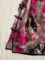 Cyflymder Chinese Style Vintage Printing Dresses Stand Neck Harajuku Woman Bodycon Dress Y2k Aesthetic Sexy Grunge Button Vestidos