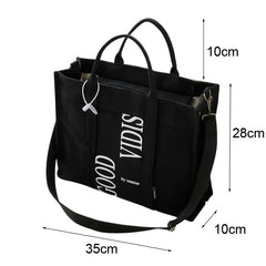 Cyflymder Ladies Handbag Letter Commuter Daily Messenger Bags Thickened Canvas Tote Bag Leisure Student Simple Shoulder Bag