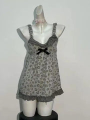 Cyflymder Sexy Leopard Print Dress Y2k Vintage Goth Punk Slim WomanClothes Aesthetic Harajuku Backless Summer Sleeveless Dresses Gyaru 90s