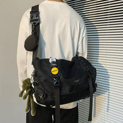 Cyflymder Shopper Nylon Shoulder Gothic Black Crossbody Messenger Tote Bags For Men Women's Hip Hop Techwear Satchel Waist Goth Postman