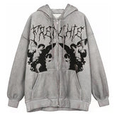 Cyflymder plus Size Y2K Hoodie Zip up Sweatirt Women's Printing Jaet Casual Comfortable Polyester Cotton Long Sve Sweatirt