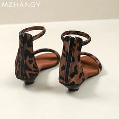 Cyflymder Leopaed Heeled Sandals Women's Elegant Heels Shoes Open Toe Summer New Slides Walking Trend Dress Luxury Mujer De Sandalias