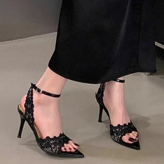 Cyflymder Pointed Toe High Heel Shoes Sexy Lace Women Shoes Dresses Sandal Women Elegant Thin Heel Shoes Stilettos Sandalias De Mujer 201