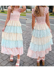 Cyflymder Women s Elegant Floral Print Chiffon Maxi Dress with Spaghetti Straps and A-Line Silhouette for Summer Beach Wedding Party