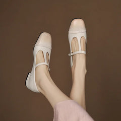 Cyflymder All-Match Square Toe Low Heels Summer Shoes Ladies Casual Female Sneakers Shallow Mouth Dress Flats Women 2025 Big Size Buckle S