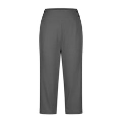 Cyflymder Women's Thin Yoga Pants Fashion Solid Color Button Pocket Pants With Split Hems High Waist Sports Yoga Casual Capri Pants