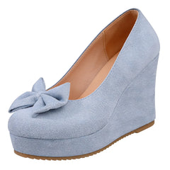 Cyflymder New Spring/Autumn Pointed Toe Wedge Heel Shoes for Women, Fashionable Thick Sole Low-Cut High Heels, Women's Shoes