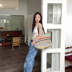 Cyflymder Elegant Ladies Straw Woven Handbag Women Holiday Beach Commute Casual Tote Top-Handle Bags Fashion Retro Shoulder Bags