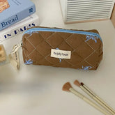 Cyflymder 1 Pc Korean Fashion Bow Pencil Case for Kids Girl Coffee Pink Green Color Dot Bow Stationery Bag Large Capacity Pen Storage Bag