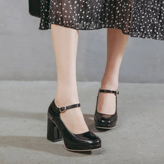 Cyflymder Woman Pumps Square High Heels Platform Heel for Women Summer Mary Jane Shoe Black Heels Women's Shoes Sandals Brown