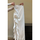 Cyflymder French High Street High Waist Long Skirts All Match New Summer Solid Side Split Ruffle Punk Girl Jupe Y2k Flower Appliques Skirt