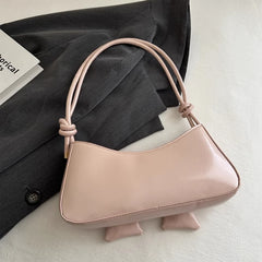 Cyflymder Luxury Design Simple Bow Shoulder Bags Y2k Aesthetic Vintage All Match Women's Handbags Office Lady Fashion Elegant Underarm Bag