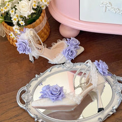Cyflymder elegant women's shoes y2k heels purple rose lolita cosplay wedding bridal shoes Designer female Women's evening dress shoes