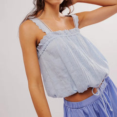 Cyflymder Women Y2K Lace Patchwork Tank Top Cute Solid Color Pleated Ruffle Hem Babydoll Vest Summer Fairy Grunge Crop Shirts 