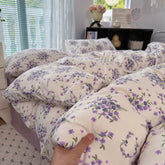 Cyflymder INS Korean Style 2025 Floral Bedding Sets New Skin Friendly Soft Washed Cotton Printed Bed Sheet Sets