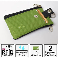 Cyflymder Blocking Small Wallet Water Resistant Travel Keychain Wallet, Men Slim Zip Card Lanyard Wallet, Badge Holder with ID Window