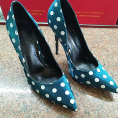 Cyflymder New peacock blue silk high heels with pointed toe, shallow mouth, thin heel, 12CM sexy French single shoes for women