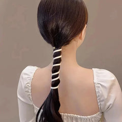 Cyflymder 5Pcs Women Ponytail Elastic Hair Bands Telephone Wire Hair Ties Scrunchies Random Color Rubber Headband Girls Hair Accessories