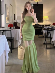 Cyflymder Women Dresses Sexy Mesh Patchwork Sleeveless Slash Neck Slim Backless Spring Summer Fashion Elegant Dress Party Sexy