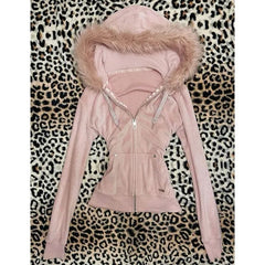 Cyflymder Euramerican Fashion Vintage Autumn Winter Velvet Hooded Jacket Y2k Harajuku Classic All Match Women Clothes Street Punk Coats