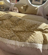 Cyflymder Romantic fairyfair lace flower bedding set,full queen american country floral cotton home textile sheet pillow case quilt cover
