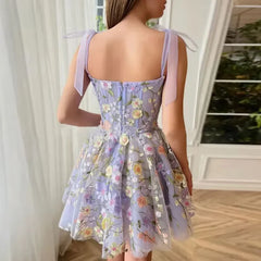 Cyflymder Fashionable Embroidered Women's Tank Dress Sexy Sleeveless Evening Dress 3D Flower Design Cross-border Delivery
