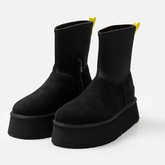 Cyflymder New Women's Winter Simple Zipper Designer Sneakers for Women Retro Solid Color Outdoor Banquet Party Ladies Women's Boots