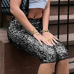 Cyflymder Women's Sequined Glitter Tight Fitting Package Hips Sexy Calf-length Pants Fashion Leisure Mid-night Club Party New Bottoms