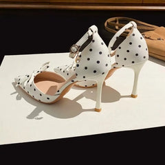 Cyflymder Women's Summer High Heels Fashion Baotou High-heeled Shoes Buckle Bowknot Party Shoes Sexy Thin Heels Wedding Shoes