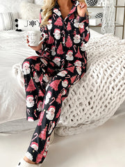 Cyflymder Women s Christmas Pajamas Set with Reindeer Print Long Sleeve Top and Pants 2 Piece Loungewear Outfits for Winter Holiday