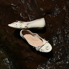 Cyflymder Flower women ballet flats bowknot casual mary janes