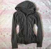 Cyflymder Y2k Streetwear Knitted Zip-up Hooded Cardigan Women Long Sleeve Sweater Harajuku Vintage Casual Slim-fit Streetwear Top Coat emo