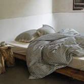 Cyflymder Linen Cotton Simple Stripes Jacquard Nordic Style Bedding Set Single Double Queen King Duvet Cover Flat/Fitted Sheet Pillowcase
