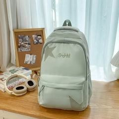 Cyflymder Korean Ins High-capacity Star Letter Embroidery Schoolbags Preppy All Match Vintage Students Backpack Y2k Aesthetic Backpacks