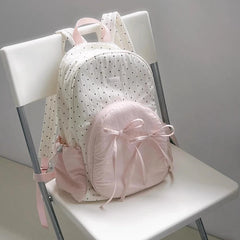 Cyflymder Women Student Fashion Chic Dot Backpack Y2k Aesthetic Preppy Contrast Color Schoolbags All Match Ins Bow Backpacks High-capacity